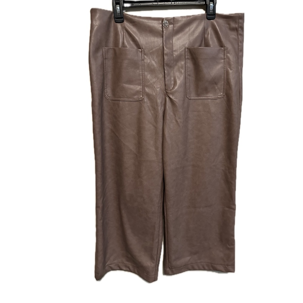 Bagatelle Vegan Leather Cropped Wide Leg Pants XL | Y2K High Rise Ankle